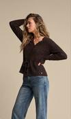 RED BUTTON CARDIGAN AJOUR SPARKLE - ESPRESSO image