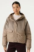 PUFFER JACKET WITH SOFT WOOL LOOK - TAUPE