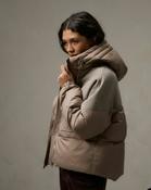 PUFFER JACKET WITH SOFT WOOL LOOK - TAUPE