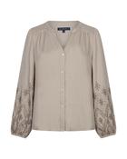RED BUTTON BLOUSE EMBROIDERY - LIGHT TRUFFLE image