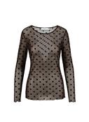 COSTER EVE MESH ROUND NECK TOP WITH HEARTS - BLACK image