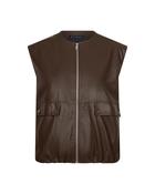 RED BUTTON IVY FAUX LEATHER - MID BROWN
