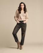 RED BUTTON CAITLINA SIDE PATCH DENIM OVERDYE - BROWN BLACK L31 image
