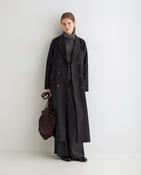 LONG HANDMADE WOOL-BLEND COAT - ANTHRACITE CHECKS image