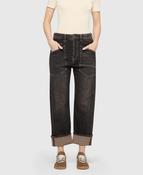 BAGGY STRAIGHT JEANS - BROWN BLACK WASH