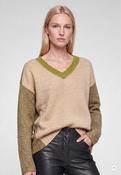 MARC AUREL V-NECK SWEATER - BEIGE/GREEN