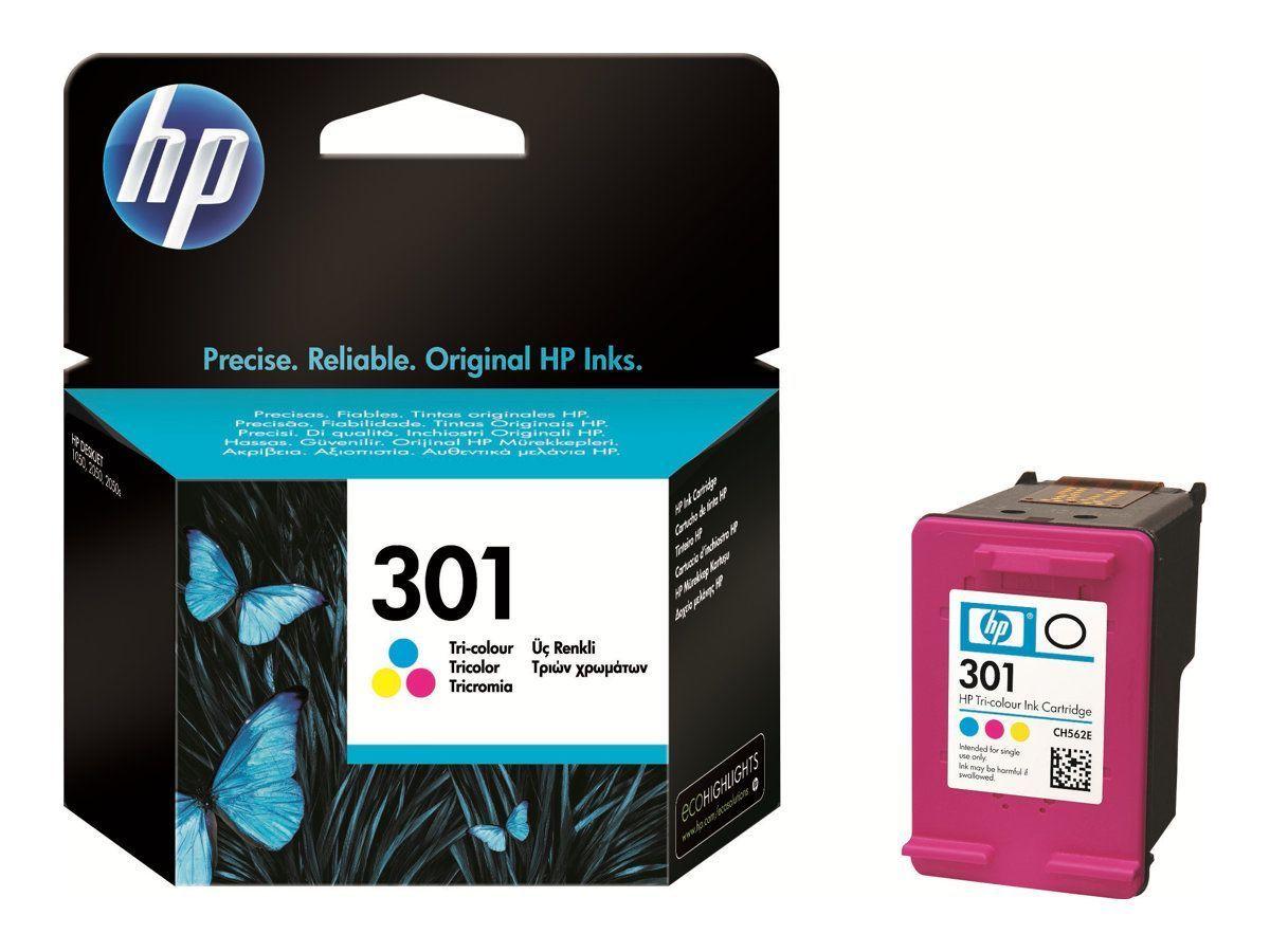 HP 301 Original Tri-color Ink Cartridge 3-ml with Butterflies and Grass Design, 150 Page Yield, Compatible with HP DeskJet, ENVY, OfficeJet Printers