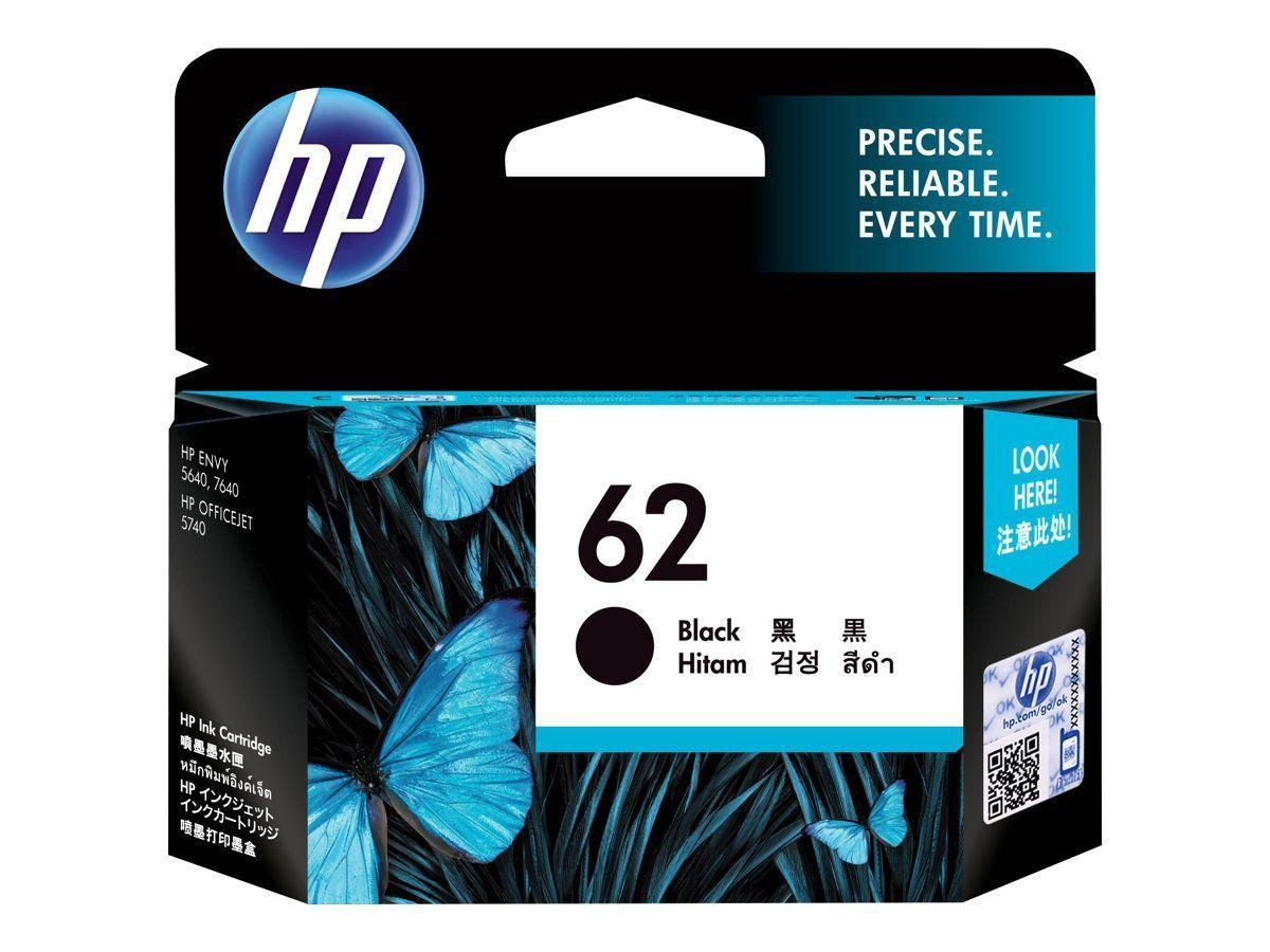 HP 62 Original Black Ink Cartridge 4-ml Precise Reliable for HP DeskJet ENVY OfficeJet Printers 200 Pages