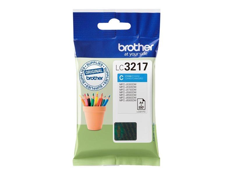 Brother LC3217 Cyan Inkjet Cartridge - Image Features: Brother, LC3217, Cyan, A4, 550