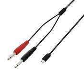 AH 2 x jack TS male x USB-C Y-cable 1.5 metre