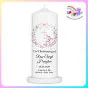 Personalised Girls Christening Candle – Patchwork Donkey