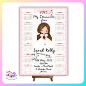 My Communion Year – A4 Personalised Keepsake &amp; Countdown Calendar Pink