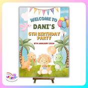 Personalised Dinosaur Birthday Welcome Sign – A4 Size