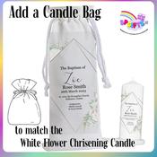 White Flower Christening Candle Bag