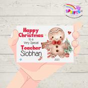 Thank you Teacher Metal Wallet Card - Gingerbread man