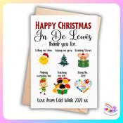 Personalised Christmas Thank You Teacher Card – Thank You for Everything image