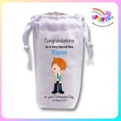 Personalised Boy Communion Candle Bag – Khaki Suit Design