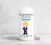 Boys Communion Candle  -  Blue Suit image