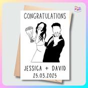 Personalised Wedding Card – Illustrated Couple Design | Wedding Cards Ireland