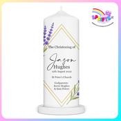 Personalised Lavender Irish Christening Candle