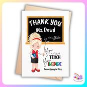 Personalised Thank You Teacher Card – Custom Hair Colour image