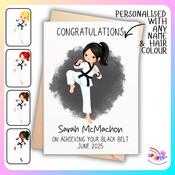 Personalised Taekwondo Black Belt Card | Martial Arts Achievement Card