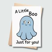 Cute Ghost Card – A Little Boo Just for You (Blue)