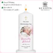 Photo Christening Candle - Pink Paint Splash