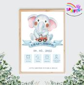 Adorable Elephant New Baby Boy Print