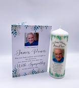 Personalised Memorial Photo Candle and Sympathy Card Gift Set image