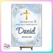 Personalised A4 Boys Welcome Sign – Christening, Communion &amp; Confirmation