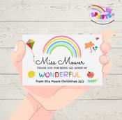 Rainbow Metal Wallet Card - Thank you Teacher Gifts Ireland