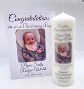 Photo Christening Candle &amp; Card