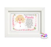 Girl with Curly Hair Communion Frame