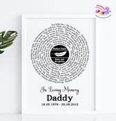 Memorial - Song Lyrics Record Style a4 Print - Unframed