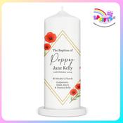 Personalised Poppy Irish Christening Candle