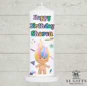 Retro 90s Happy Birthday Candle - Troll