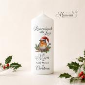 Personalised Remembered with Love Christmas Remembrance Candle image