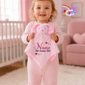 Personalised Pink Bunny Baby Comforter – Dimple &amp; Satin