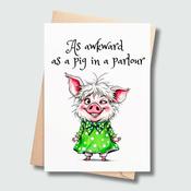 Pig in a Parlour - Greetings Card image