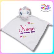 New Baby Comforter Personalised – Unicorn