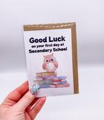 First Day of Secondary Card – Owl Design