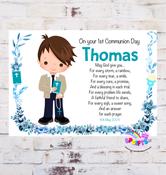 Boys Communion A4 Unframed Print -  Khaki Jacket image