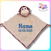 New Baby Comforter Personalised – Monkey
