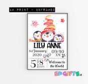 Baby Winter Penguin Print- A4 Bedroom Nursery Wall print image