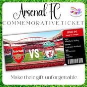Personalised Arsenal FC Keepsake Ticket – Emirates Stadium