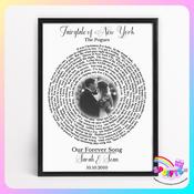 Personalised Wedding Song Record Spiral Print