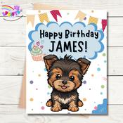 Yorkshire Terrier Birthday Card - Blues image