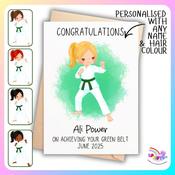 Personalised Taekwondo Green Belt Card | Martial Arts Achievement Card