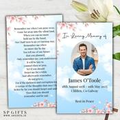 Personalised Memorial Wallet Card – Blue Sky &amp; Cherry Blossom Design
